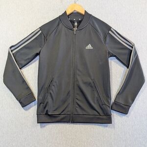 Adidas 3 Stripe Track Jacket Women's Medium Black Gray